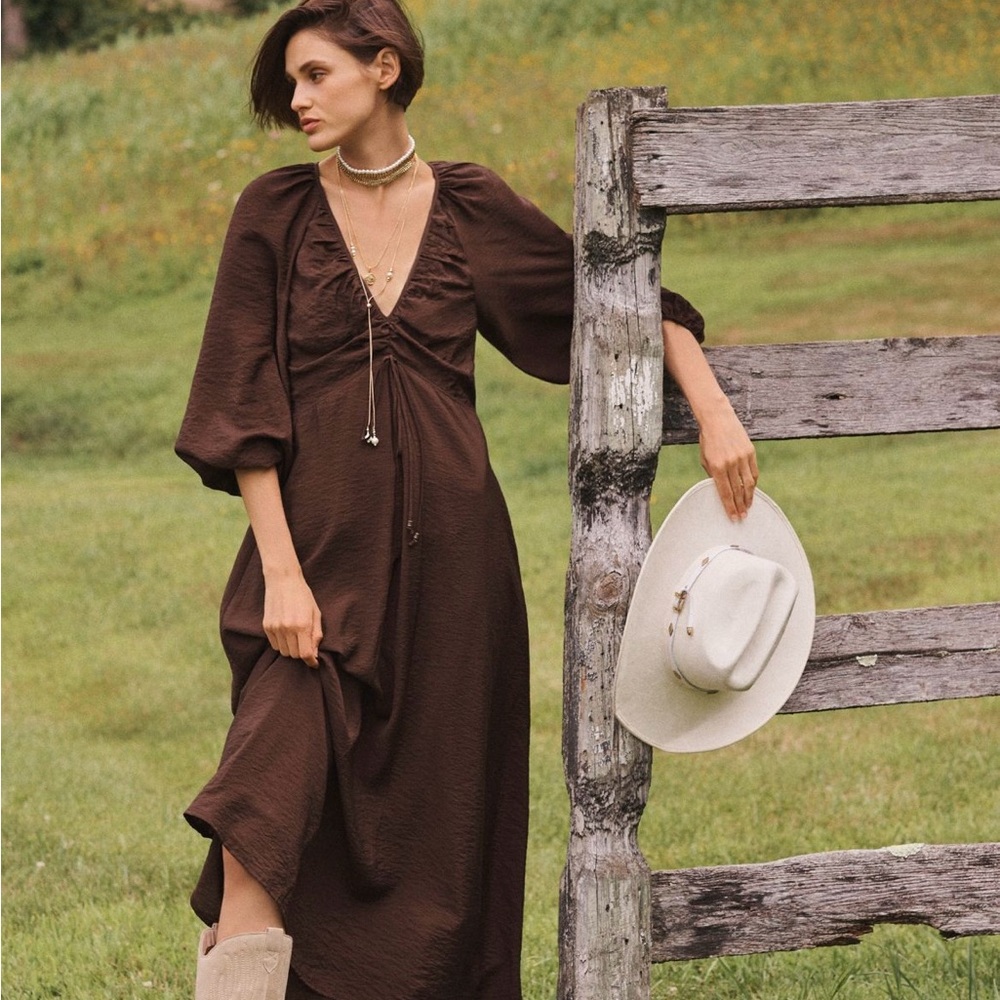 Maeve maxi dress brown size 10